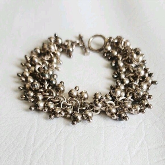 SILPADA Cha Cha 925 Sterling Silver Ball Bead Toggle Clasp Bracelet B0919 8" 70g - Picture 1 of 7
